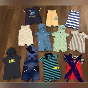 Set of 10 Assorted Baby Boy Rompers 18M